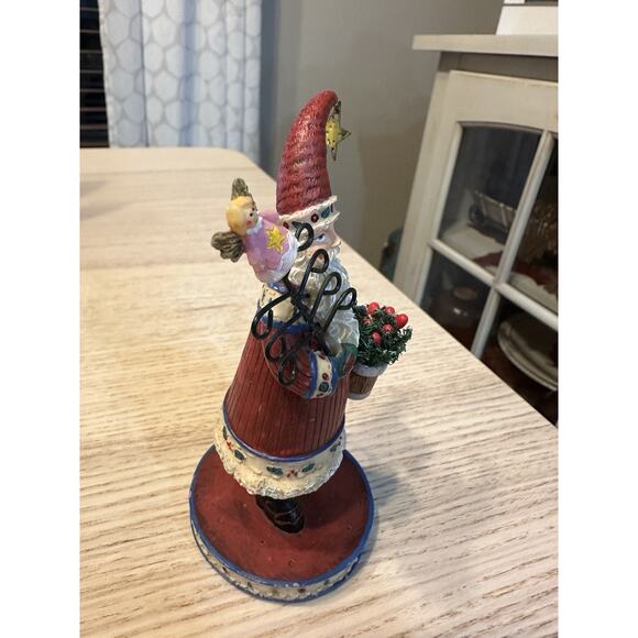 Folk Art Santa Wobbler Figurine Red Coat Christmas Decor 2010s Midwest Style - Picture 4 of 5